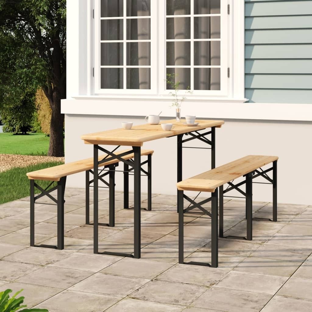 "2026 Promotion" 3-tlg. Biertisch-Set Klappbar Massivholz Tanne - Gartenmöbelset CC22086
