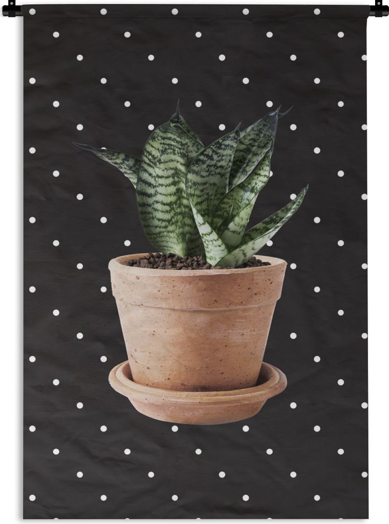 MuchoWow Wandteppich Wandbehang Pflanze - Blumentopf - Dots 60x90 cm Tapisserie Dekoration Wandtuch - Foto-Teppich - Abwaschbar