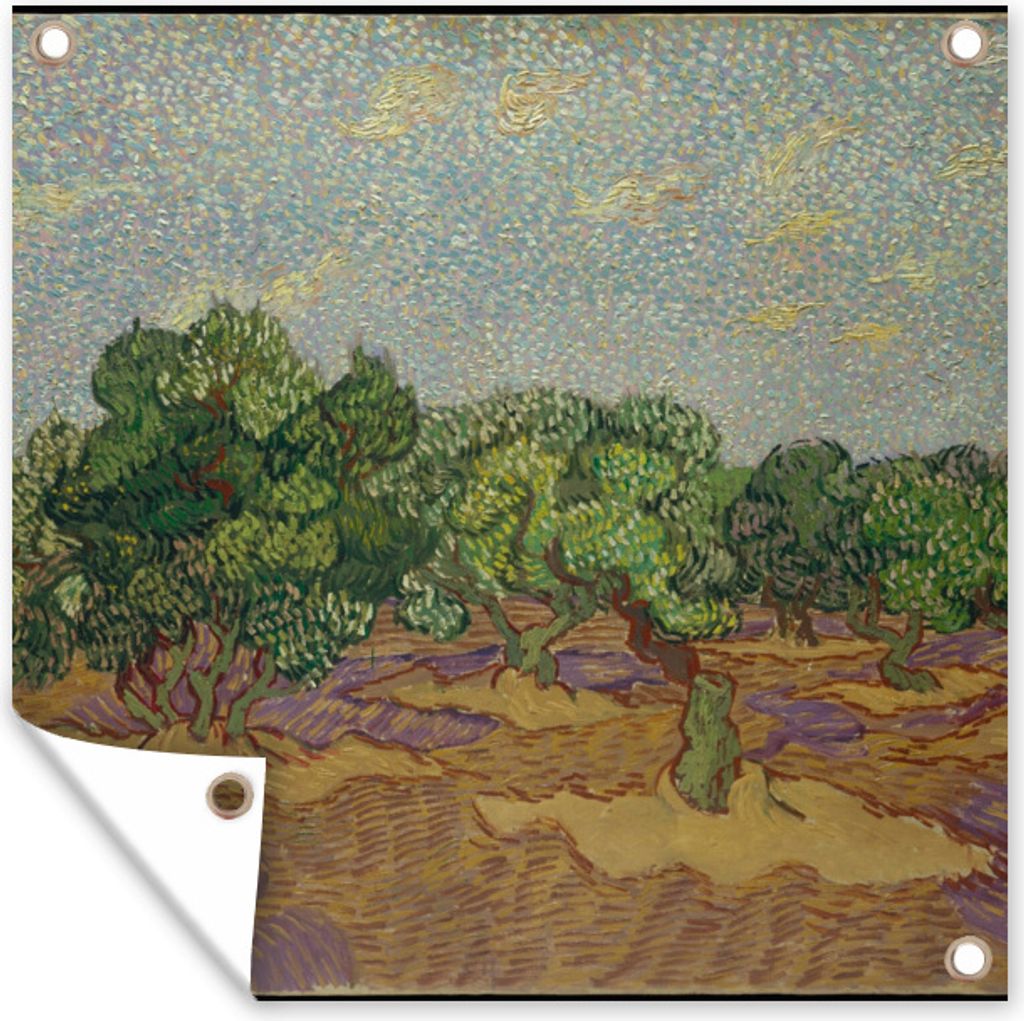 MuchoWow 100x100 cm Outdoor-Poster Gartendeko Sichtschutz Garten Poster für den Garten Olivenbäume - Vincent van Gogh