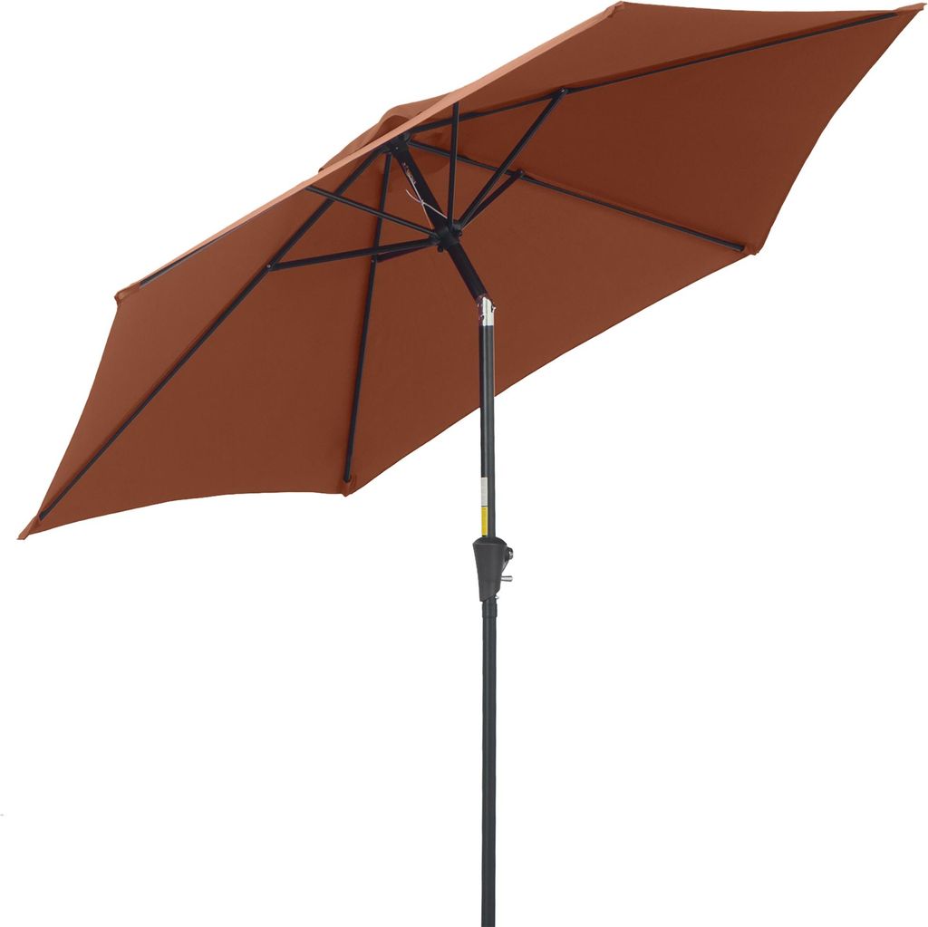 Knickschirm Sonnenschirm Gartenschirm Marktschirm mit Handkurbel Alu 180/m2 Polyester Stahl Kaffee Ø2,6 x 2,35 m