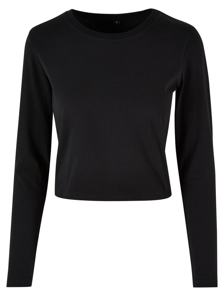 Build Your Brand - T-Shirt für Damen Langärmlig LT2103 (M) (Schwarz)