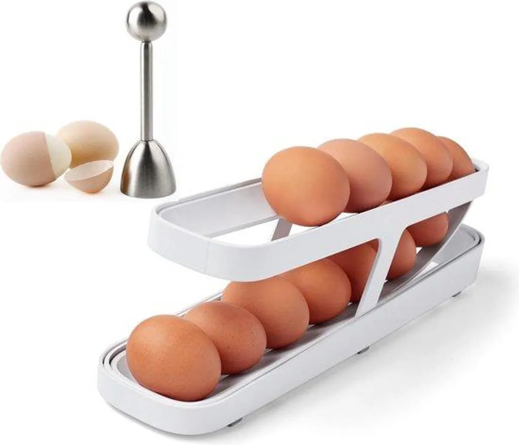 Porte-œufs automatique à deux rangées pour porte de frigo blanc 12 œufs