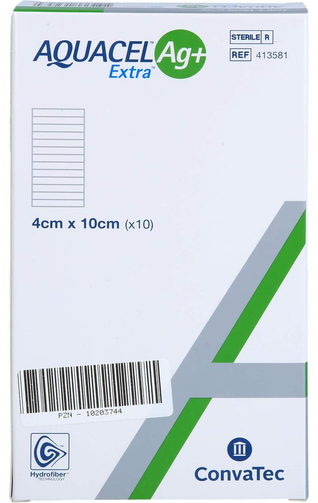 Aquacel Ag+ Extra 4x10 cm Kompressen 10 St