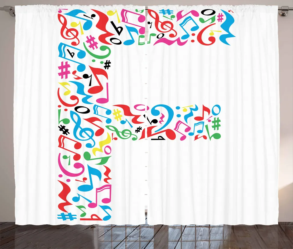 Tenda Design Lettera F ABAKUHAUS 280x175 Multicolore Note Musicali