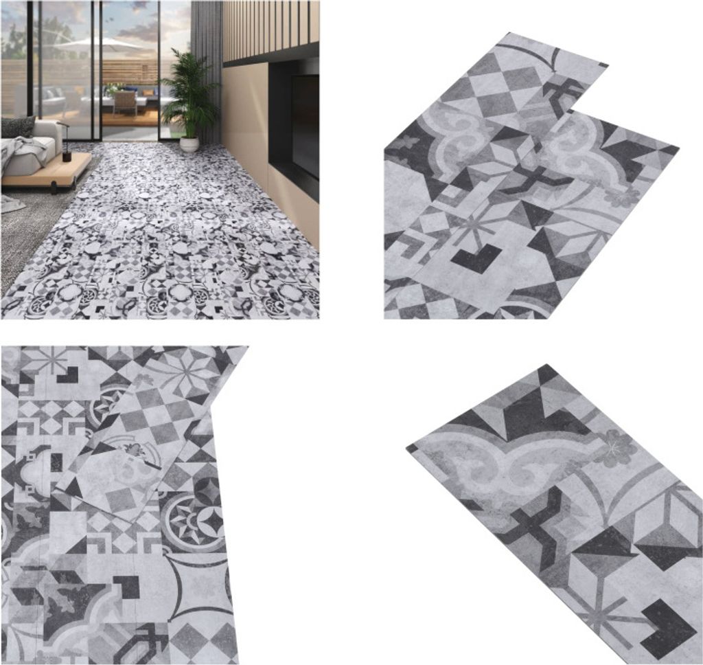 vidaXL PVC Laminat Dielen 5,02 m² 2 mm Selbstklebend Grau Muster - Bodenbelag - Bodenbeläge - Dielenböden - Dielenboden