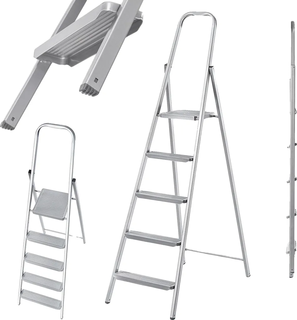 Échelle pliable 1,0 m pour intérieur, construction acier 150kg stable