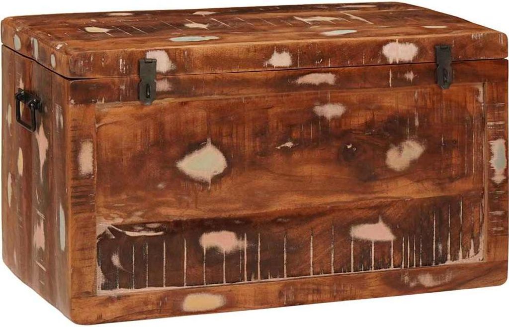 Aufbewahrungsbox mit Speicher mit Tür Braun Massivholz Mango