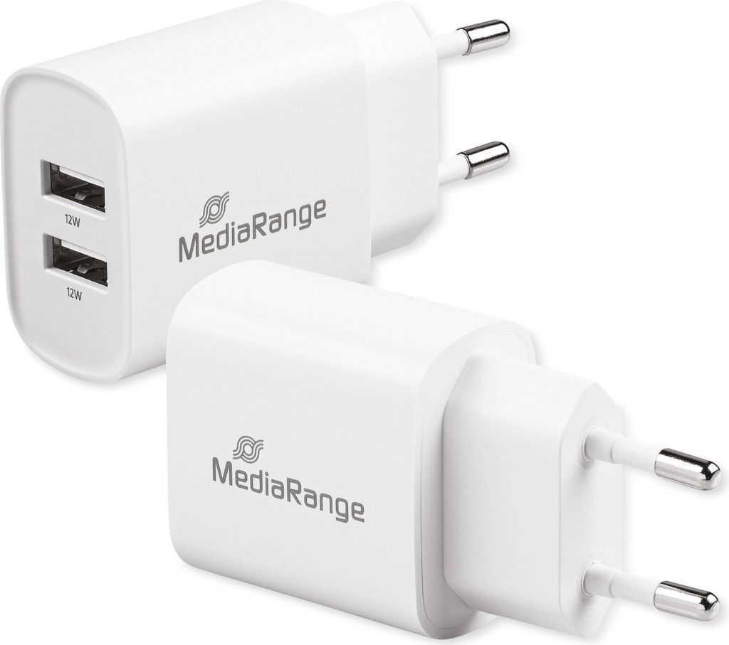 MediaRange Ladegerät 12W 2-Port 2x USB-A,  weiß Obrázok produktu 