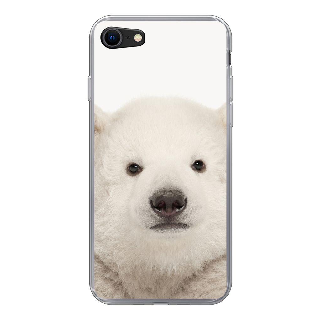 MuchoWow Handyhülle Schutzhülle Hülle für iPhone 7 Eisbär - Tiere - Weiß - Kinder - Jungen - Mädchen Silikon Softcase Handy Hülle - Karte...