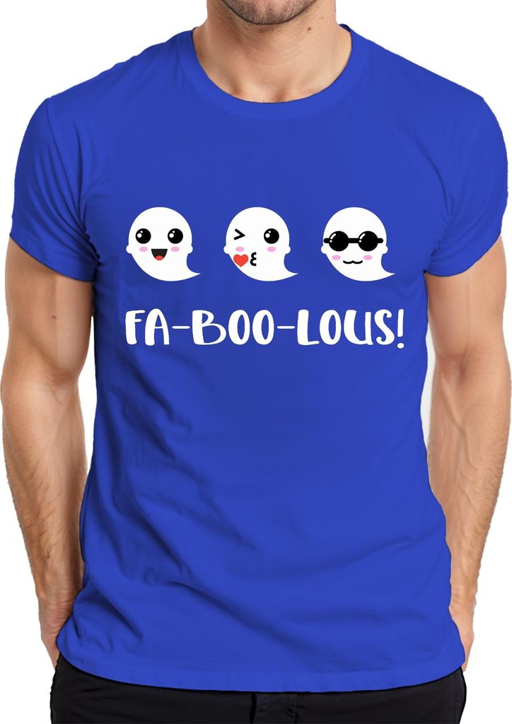 FA-BOO-LOUS! Geister Halloween Niedlich Süß Lustig Kinder Cartoon Herren T-Shirt, Blau, XL