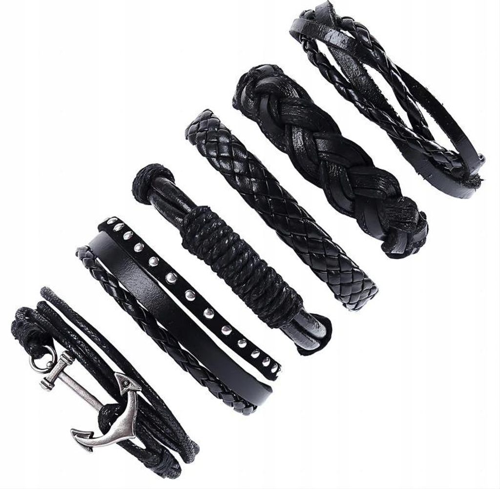 Pánsky kožený náramok ECO LEATHER SET Set 6 kusov Anchor Obrázok produktu 