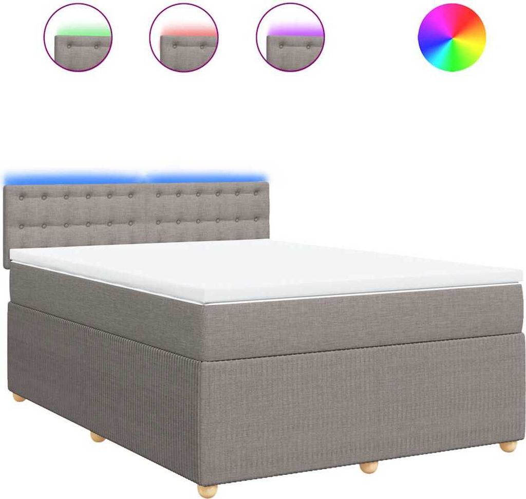vidaXL Boxspringbett mit Matratze Taupe 140x200 cm Stoff