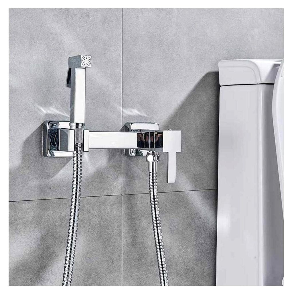 Badezimmer-Waschtischarmaturen, Wasserhahn, helles Chrom, Hand-Toilettensprüher-Set, selbstreinigender Handfaucet, Badezimmer-Handbrause, Duschkopf