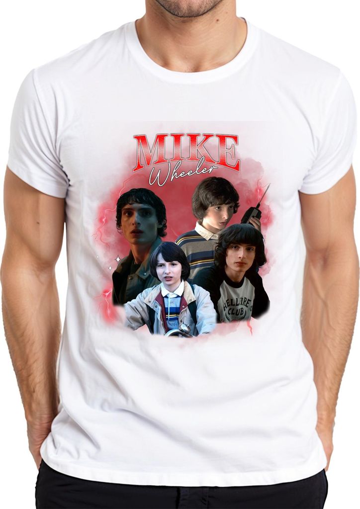 Mike Wheeler Stranger Fan Geschenk Hawkins 80er Retro 90er Bootleg Herren T-Shirt, Weiß, S