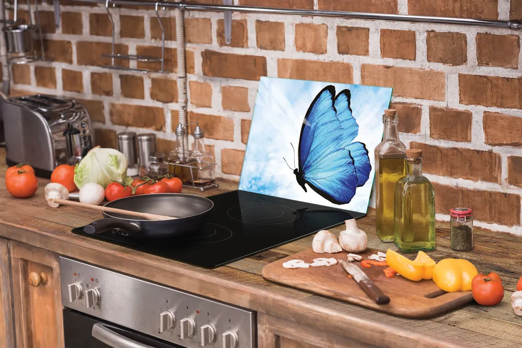 Tagliere Multiglass 30x22 Butterfly Blue: Piastra Copriforno in Vetro - 8