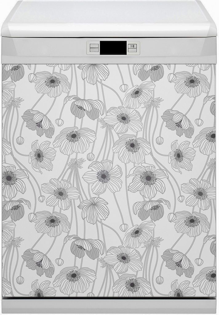 Küche Magnet für Spülmaschine Abwaschbar 60x70 cm Geschirrspüle - Mohnblumen