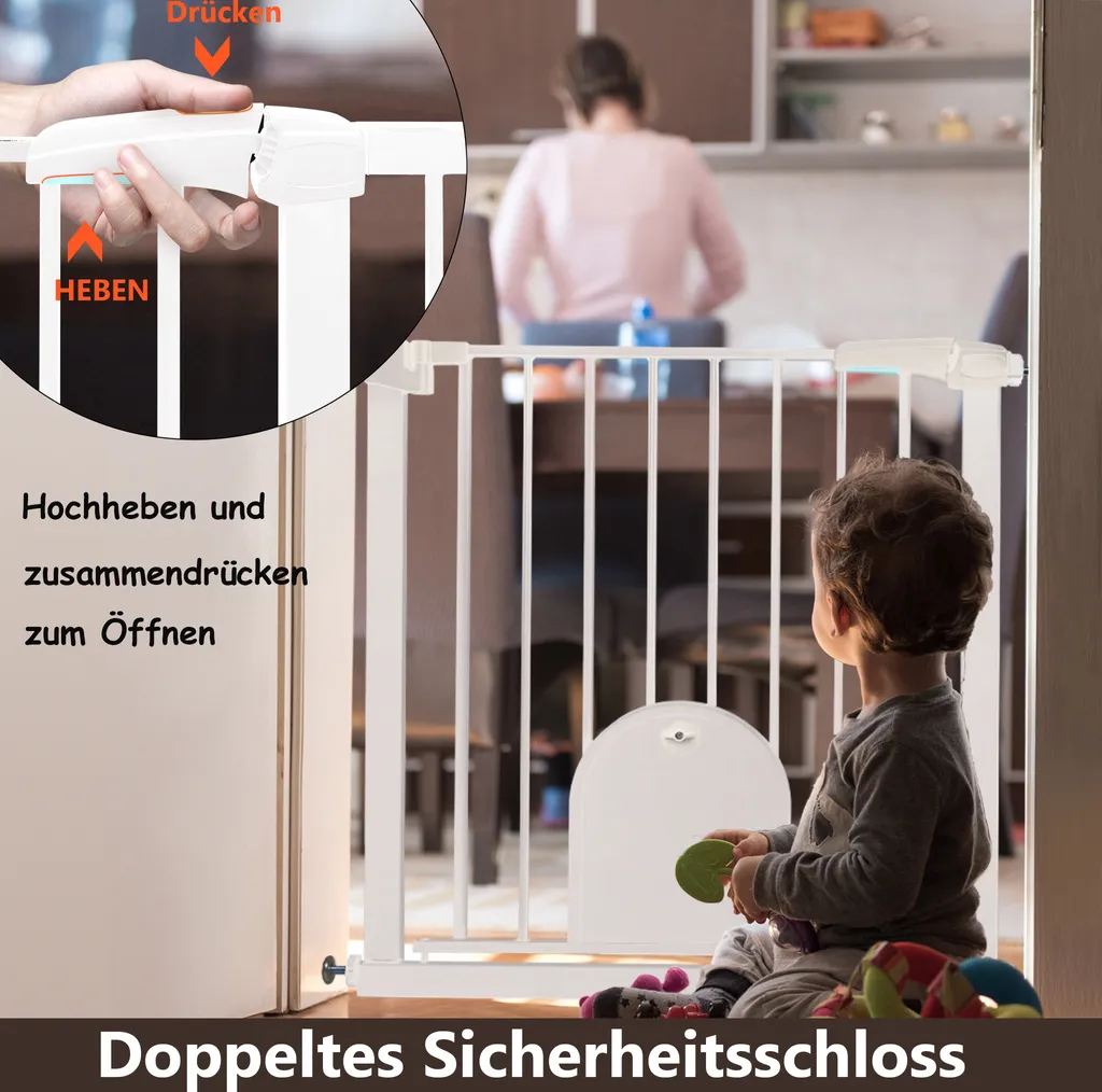 Barrière Sécurité Enfant 75-85 cm sans Trous : Solution Murale Intacte - 4