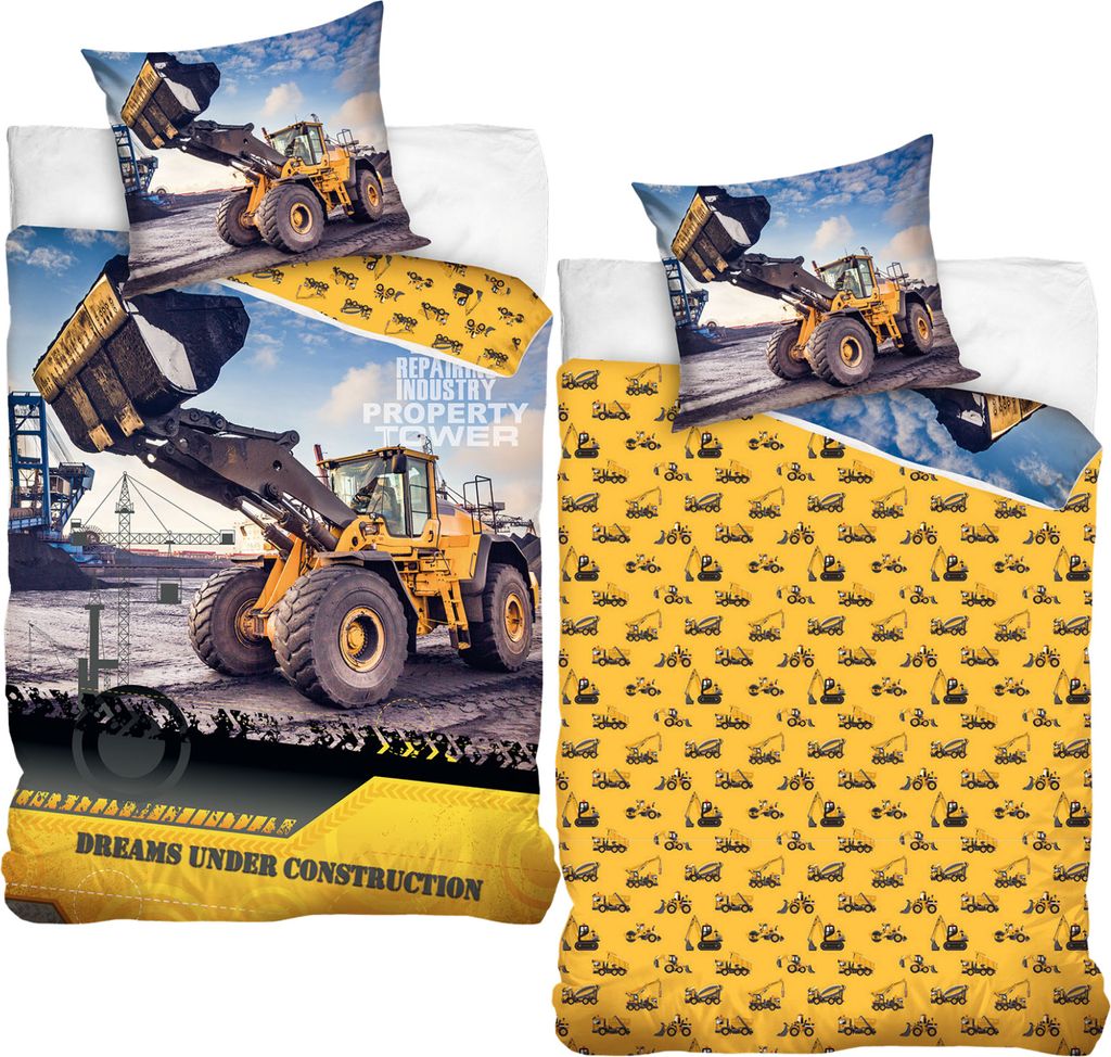 Bagger & LKW Bettwäsche 80x80 cm + 135x200 cm · Jungen / Produktbild 3