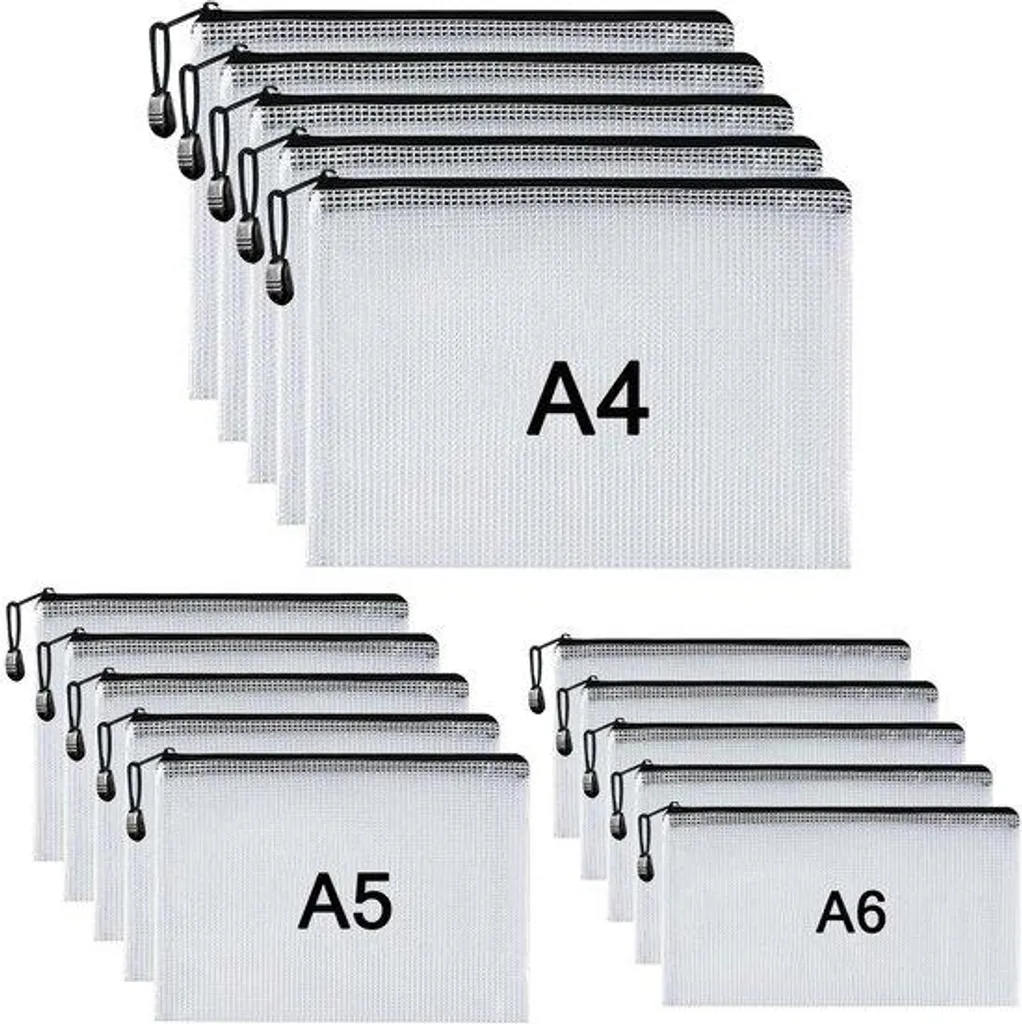 Pochette à documents 15 compartiments A4 A5 A6 noire zippée - Réf 2024-X