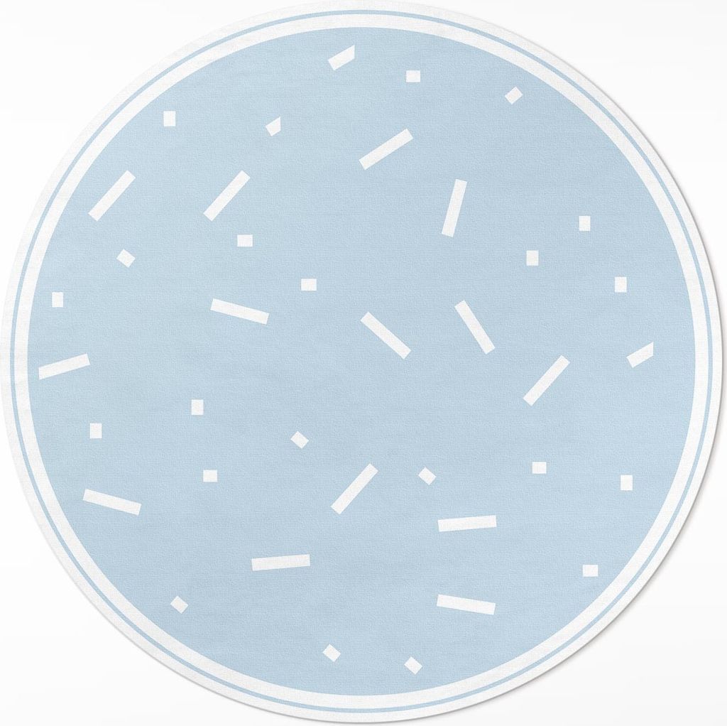 Weiße Streusel auf blauem Hintergrund– Vinyl Fußmatte – Ø 130cm – Rutschfest, Pflegeleicht & Langlebig