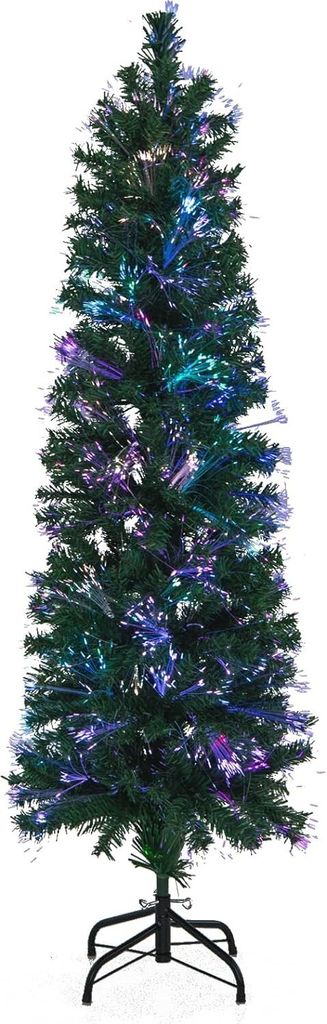 180 cm Künstlicher Weihnachtsbaum, Schmaler Christbaum mit bunter Beleuchtung, Bleistift Tannenbaum aus PVC, Kunstbaum für Zuhause & Büro & Laden