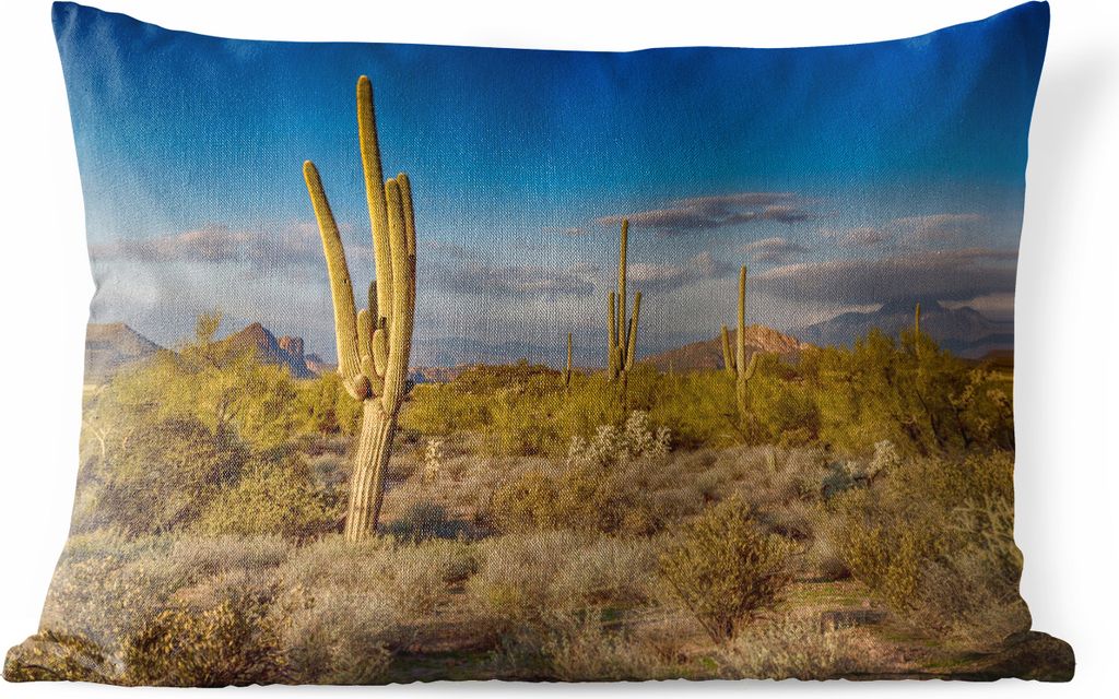MuchoWow Outdoor Kissen - Kaktus bei Sonnenuntergang in Arizona - 50x30 cm - Wetterfest - Lounge Kissen - Sofa kissen - Wohnzimmer Dekoration