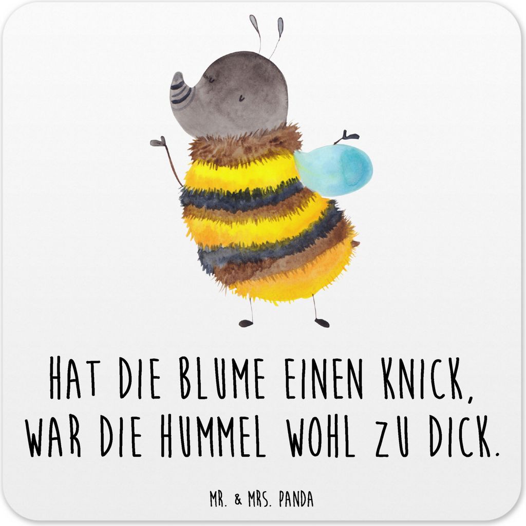 Mr. & Mrs. Panda Tischuntersetzer Hummel flauschig 10er Set - Weiß - Geschenk, Biene, coaster, Natur, Glas-Untersetzer, Untersetzer Gläser, Tasse...