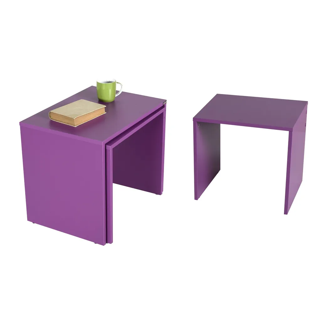 Table d'appoint violette compacte et robuste pour petits appartements
