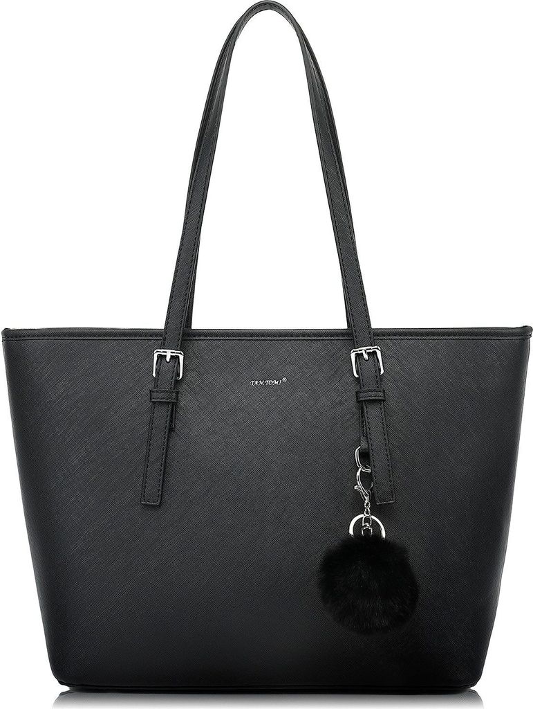 Mofut Handtaschen, Damen Handtasche 30.5 x 14.5 x 27cm, Damen Shopper klassisch elegante Handtasche, Schultertaschen Schwarz, schlichter Optik