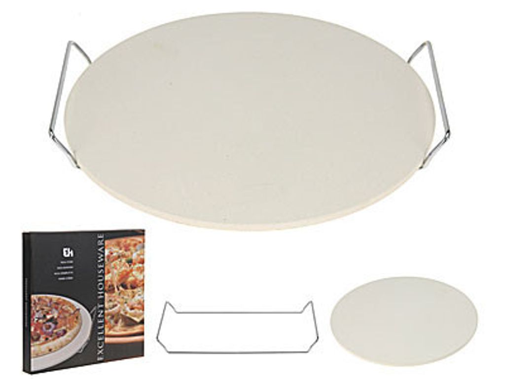 ORION Pizzastein Backstein für PIZZA rund + Drahtständer Produktbild 
