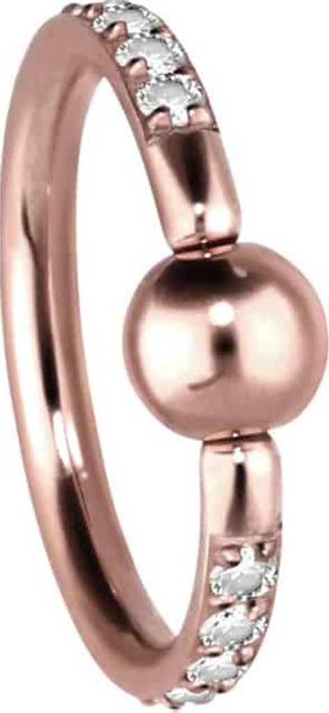 Intim-Piercing, Septum Piercing Titan Klemmkugelring EINGEFASSTE KRISTALLE RoséGold Innendurchmesser: 10 mm