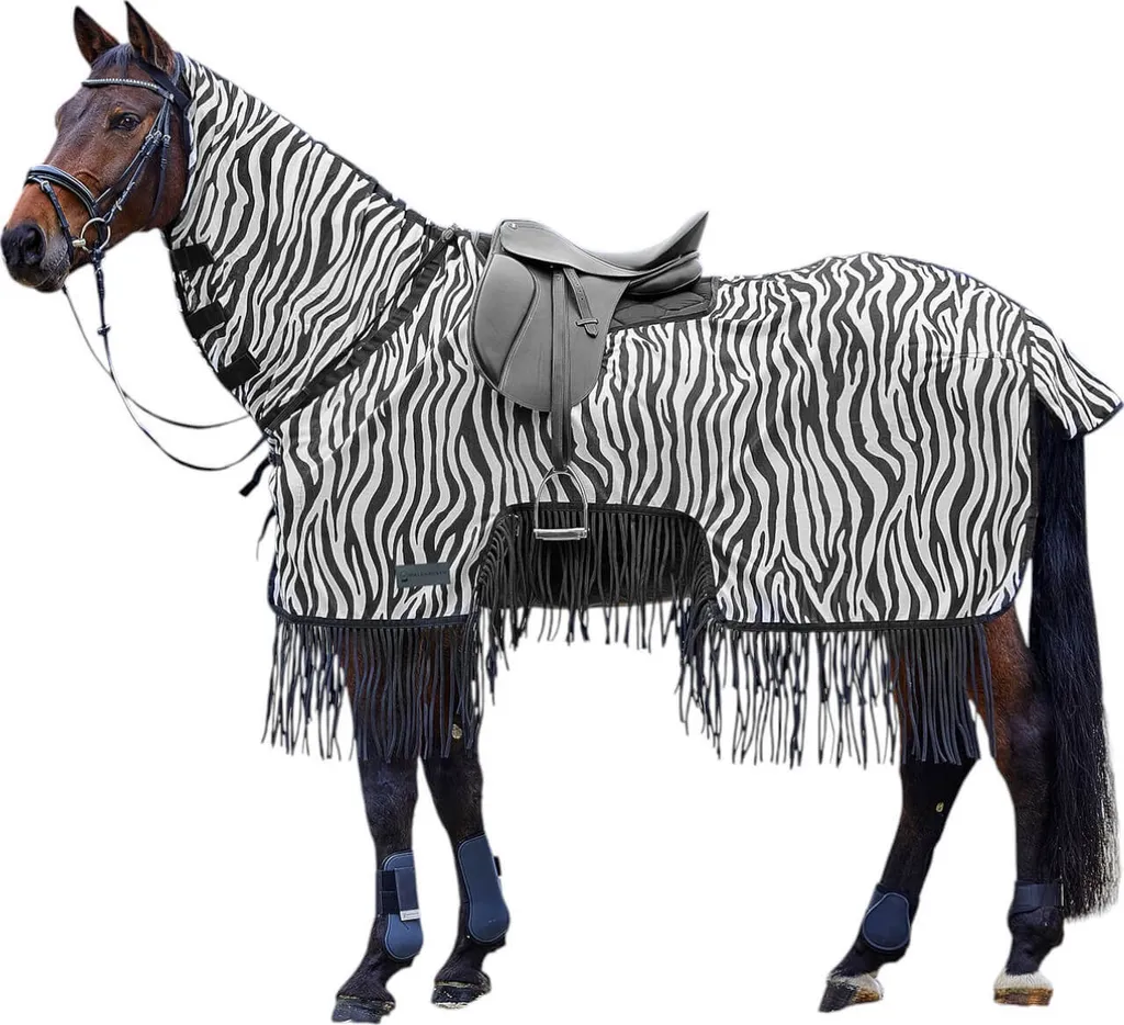 Waldhausen tappeto da equitazione zebra con frange tappeto da equitazione 165 cm