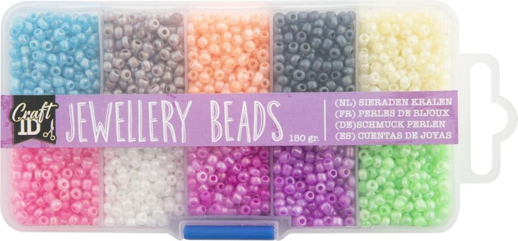 RAPPA Set von farbigen Perlen 10 Arten in einem Binder 150g (10x15g)