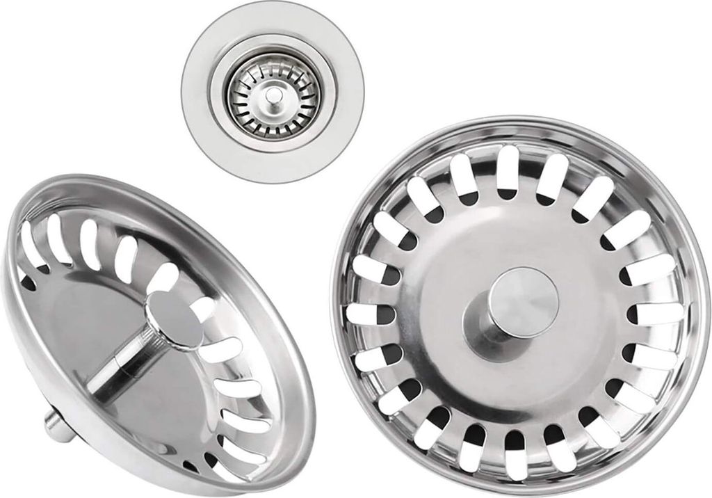 2 Stücke Siebkörbchen Spüle Ersatzteile Küchenspüle Sieb aus SUS304-Edelstahl (79-84mm), Sink Filter Edelstahlfilterstopfen für Küche