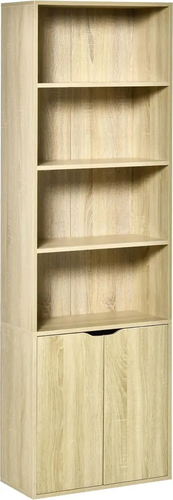 Étagère bibliothèque design moderne en bois mélaminé 180cm avec portes et niches