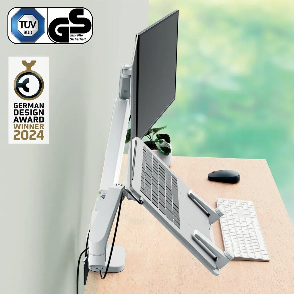 Support écran et portable LEITZ Ergo gris avec pince de table robuste - 8