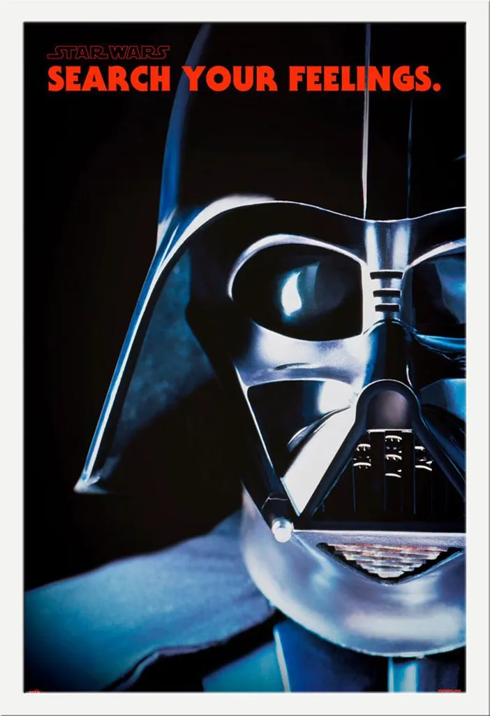 Star Wars - Poster - Cerca i tuoi sentimenti + cornice rimovibile, Shinsuke® Maxi MDF bianco, vetro acrilico