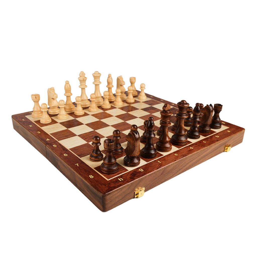Faltbares internationales Schachspiel Brettspielset aus Holz 21,2 x 21,2 cm 
