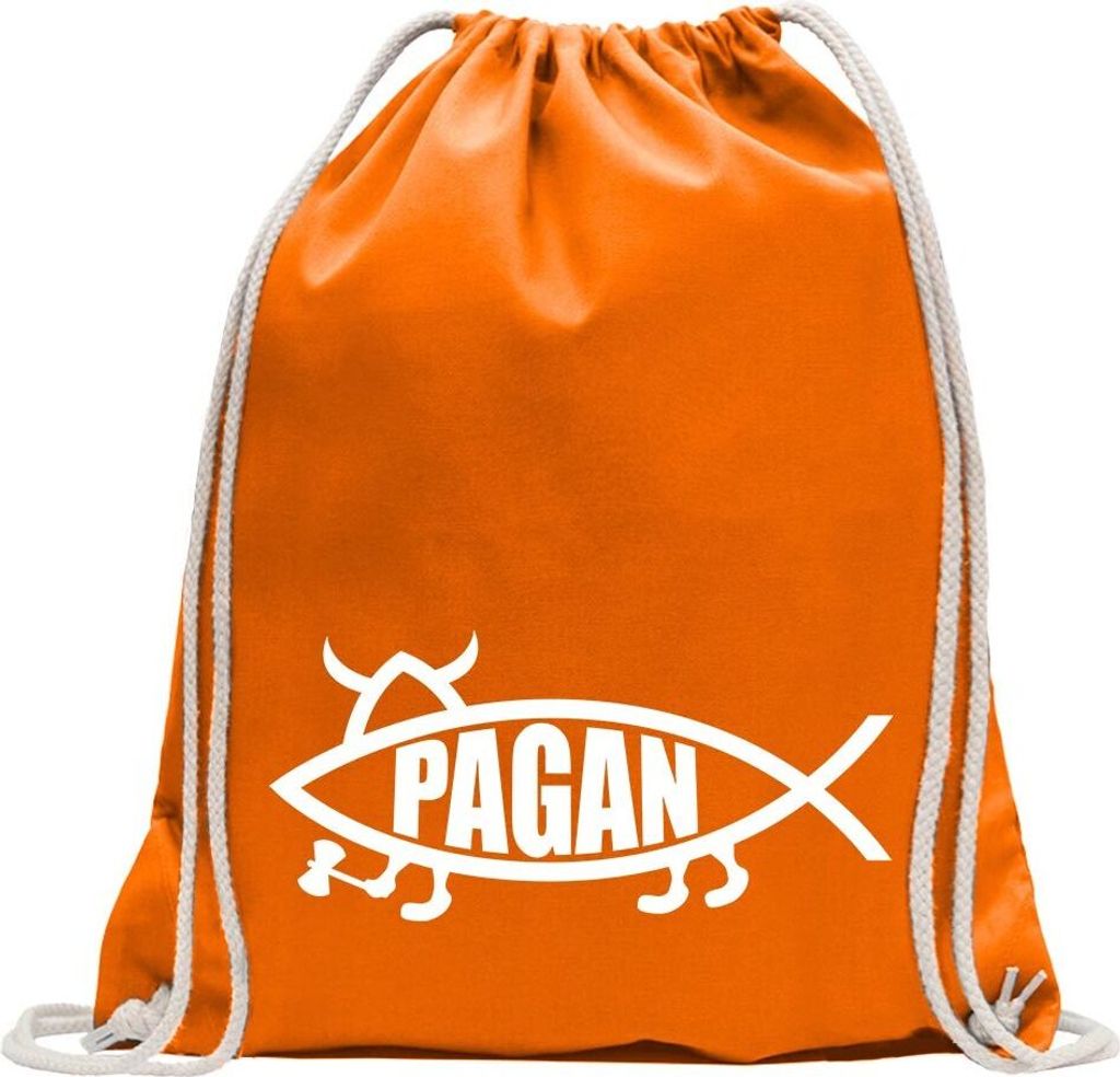 Kiwistar - Turnbeutel - mandarin - Pagan Fisch - Fun Rucksack Sport Beutel Gymsack Baumwolle mit Ziehgurt
