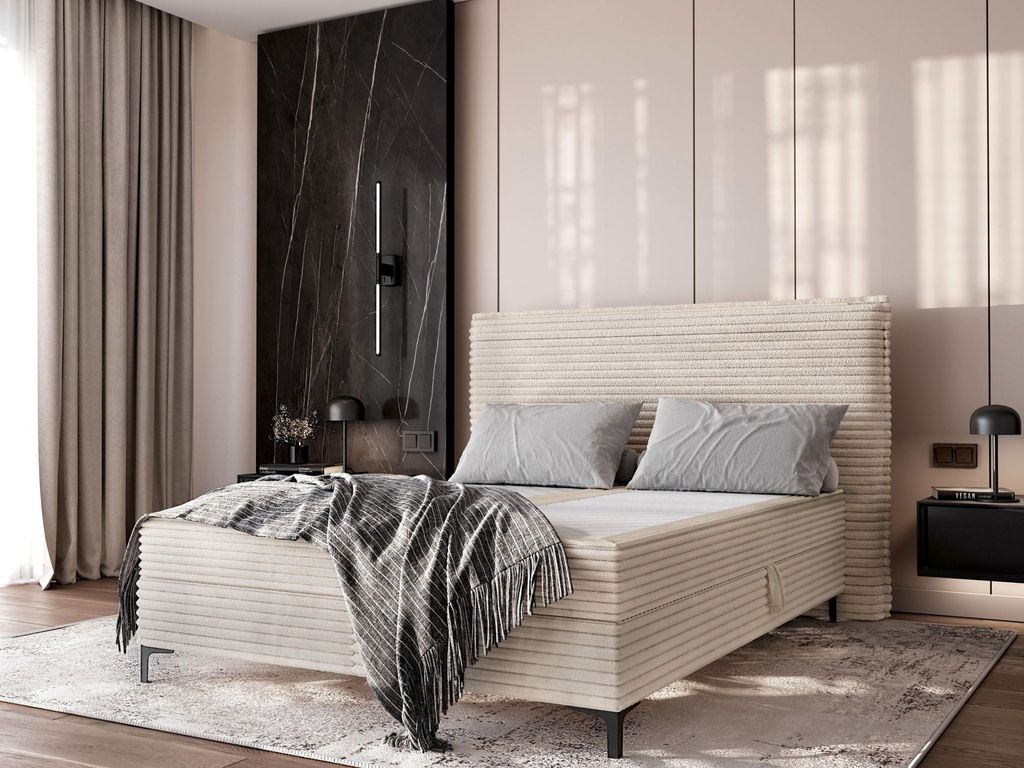 Kontinentales Bett 140x200 MADRONA - Creme