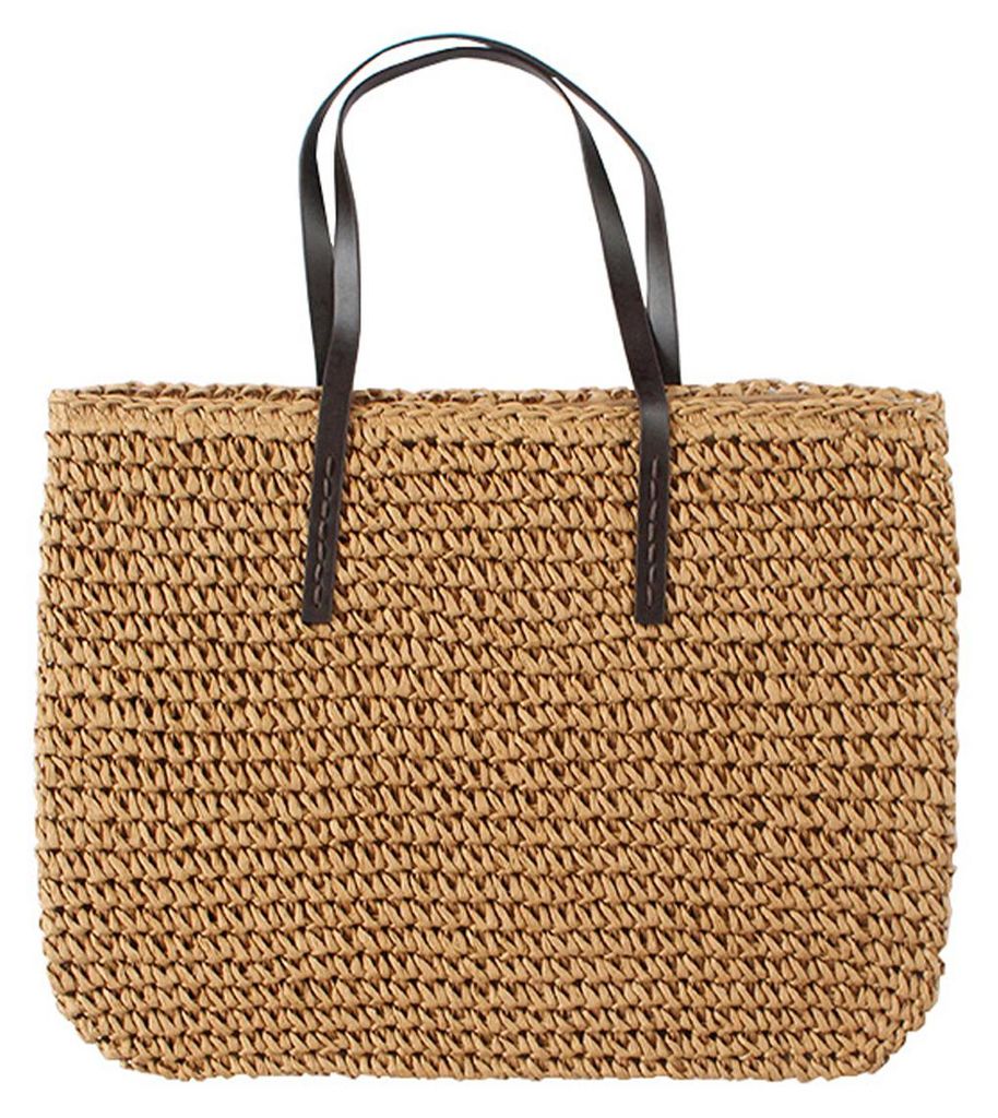 Große, handgefertigte Strohtasche für Damen, hellbraun Produktbild 