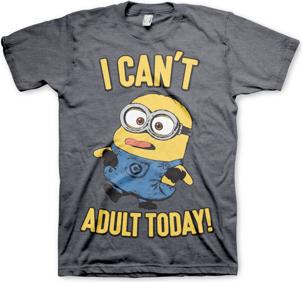 Minions - I Can't Adult Today T-Shirt - Small - Dark-Heather