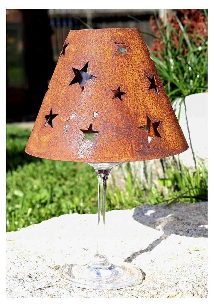 Edelrost Schirm für Weingläser Sterne 15 cm Tischdekoration Garten Geschenk