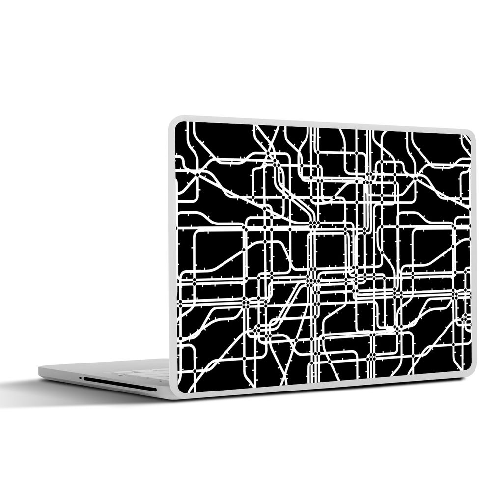 MuchoWow Laptop Aufkleber Sticker Cover Netzwerk - Muster - Schwarz und Weiß - Computer 25x18 cm - Laptop-Deko