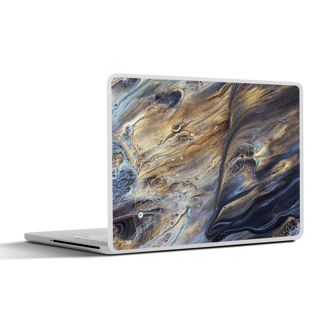 MuchoWow Laptop Aufkleber Sticker Cover Marmor - Gold - Aquarell - Textur - Marmoroptik 32.5x23.5 cm - Sticker für Laptop - Selbstklebend