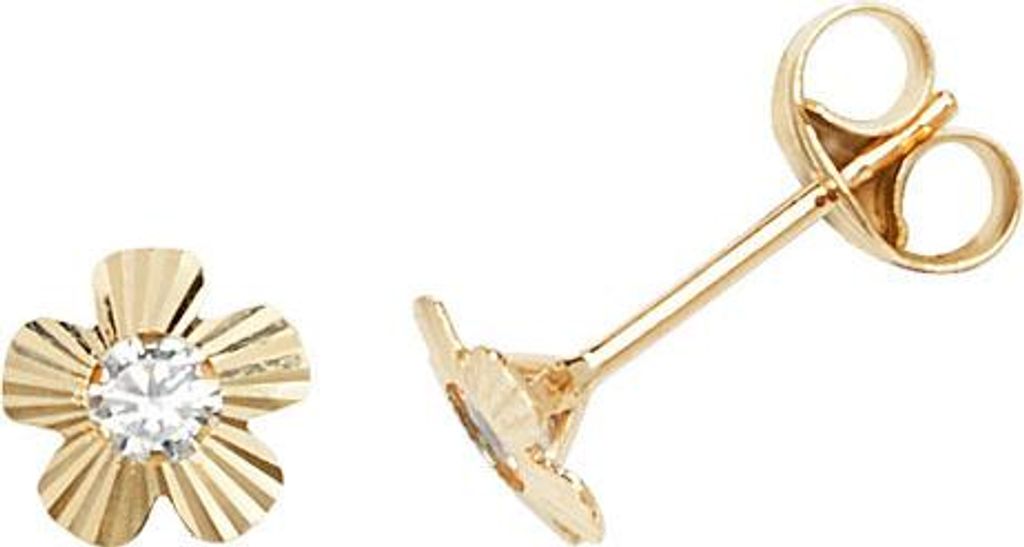 Schöne 9 Karat (375) Gold Damen - Paar Ohrstecker mit Zirkonia - 6mm*6mm; TRS27392