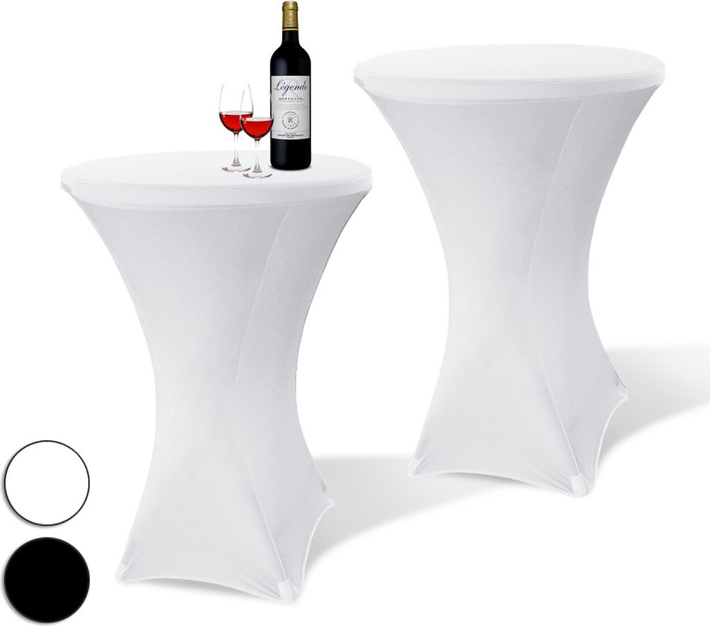 Jiubiaz Stehtischhussen Hussen Stretch Stehtisch Husse Überzüge 2x Ø80 cm/weiß