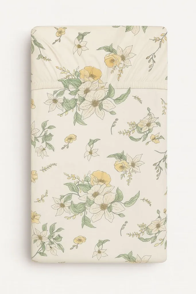 Lenzuolo Lettino Neonato 120x60 Cotone Sicuro Anti-Pieghe Clematis
