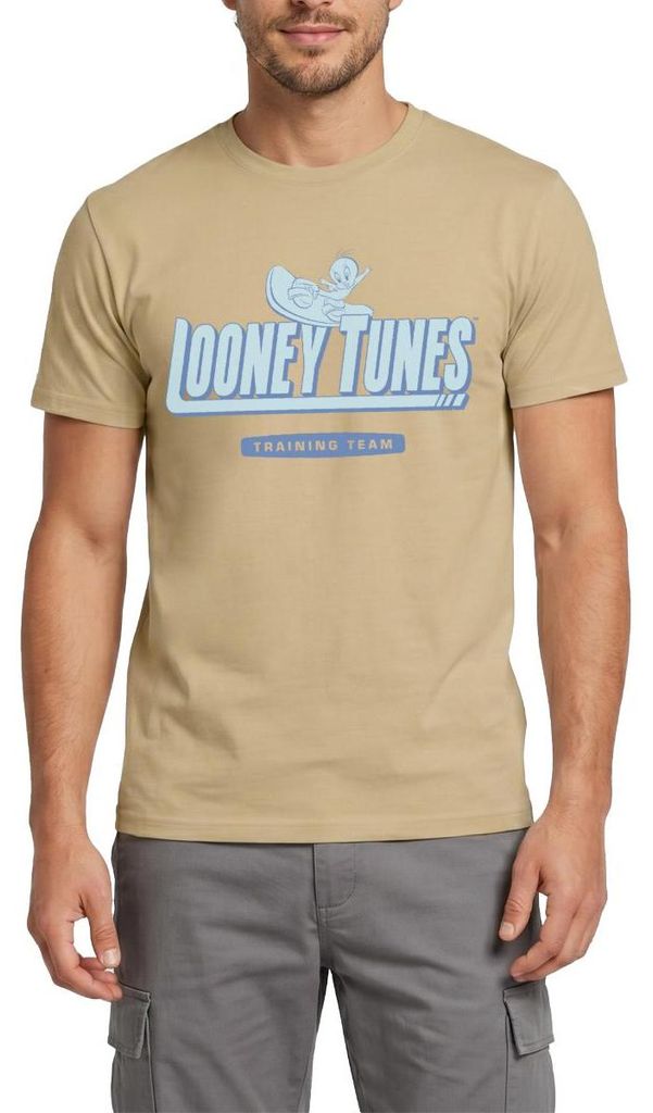 Spreadshirt Looney Tunes Traing Team Mit Tweety Männer T-Shirt, XXL, Sandbeige