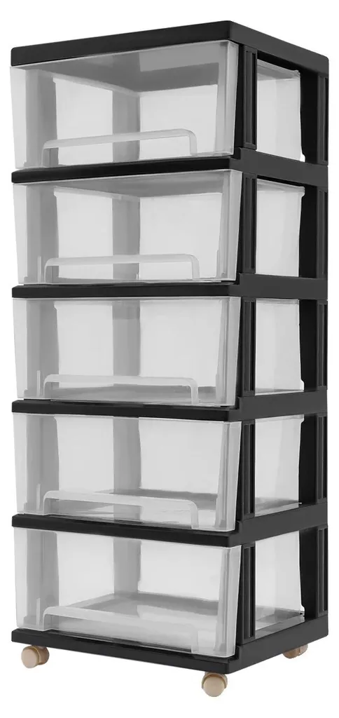 Tour de rangement 5 tiroirs noire pour classement de documents A4
